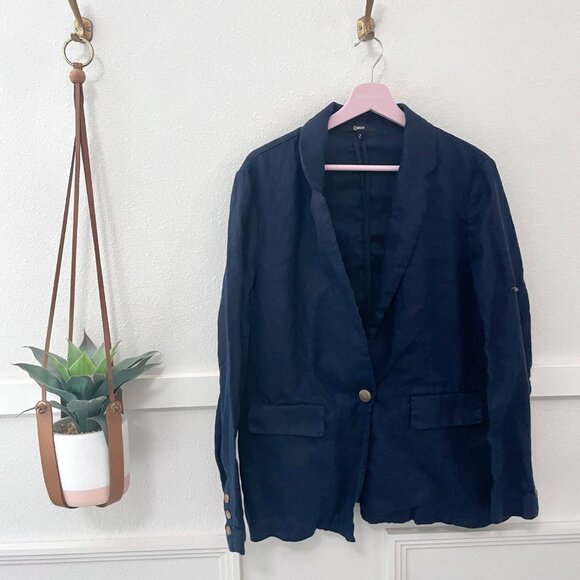 Quince 100% European Linen Blazer Deep Navy Blue Size L - Picture 2 of 6